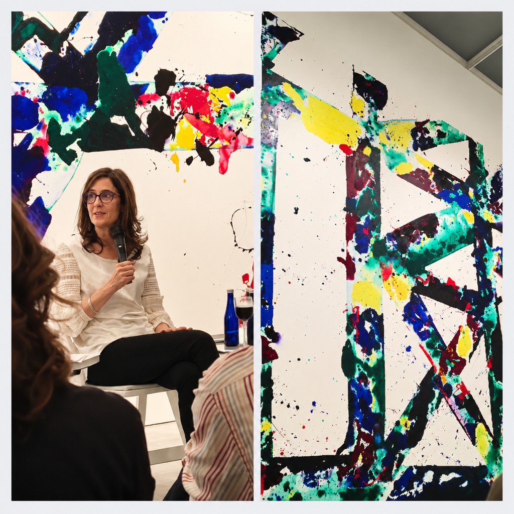 Gabrielle Selz in front of Sam Francis, Untitled, 1978